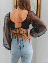 Load image into Gallery viewer, Puff Long Sleeve Tie Back Crop Top