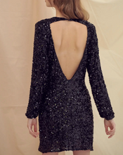 Load image into Gallery viewer, Long Sleeve Open Back Sequin Dress