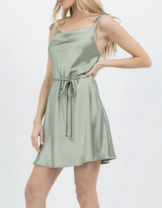 Belted Mini Slip Dress
