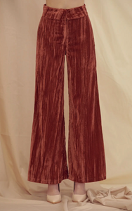 Wrinkle Velvet Wide Leg Pants