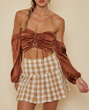 Load image into Gallery viewer, Lace Up Off Shoulder Crop Top
