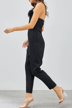Load image into Gallery viewer, Feather Trim Strapless Jumpsuit