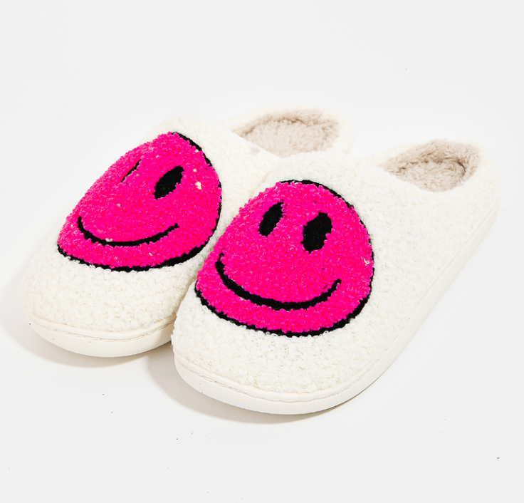 Happy Face Fuzzy Slippers