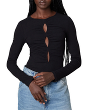 Load image into Gallery viewer, Keyhole Long Sleeve Ribbed Top