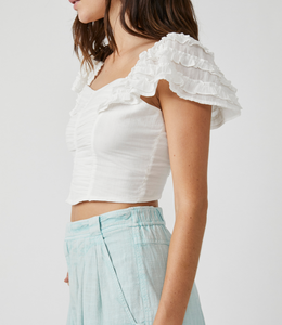 Square Neck Ruched Cropped Top