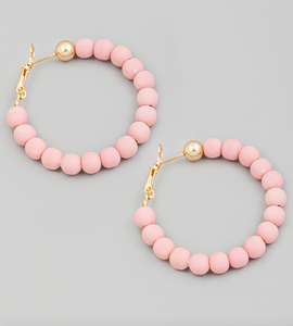 Ball Beaded Latch Hoop Earrings