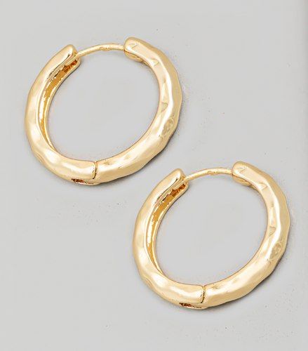 Thin Hammered Huggie Hoop Earrings