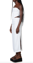 Load image into Gallery viewer, Fitted Cinched Side Slit Midi Skirt