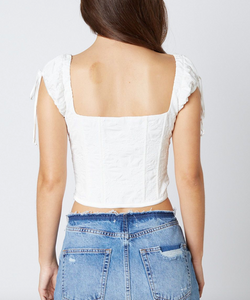 Puff Sleeve Corset Style Square Neck Top