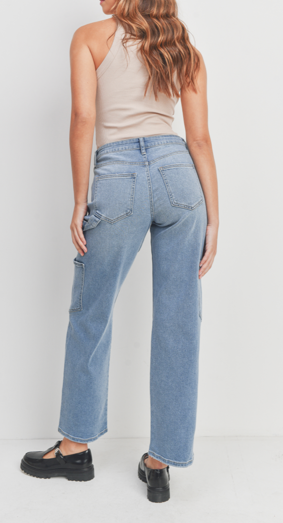 High Waisted Cargo Straight Leg Jeans – shop hey chick