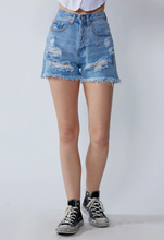 Load image into Gallery viewer, Mom Distressed High Waisted Jean Shorts