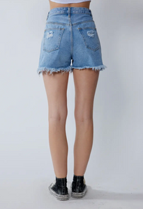 Mom Distressed High Waisted Jean Shorts