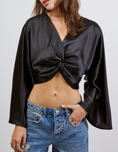 Load image into Gallery viewer, Kimono Sleeve Front Knot Cropped Top