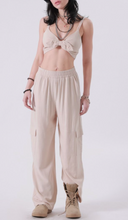 Load image into Gallery viewer, High Waisted Cargo Linen Pants