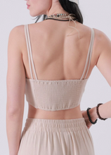 Load image into Gallery viewer, Double Strap Linen Ribbon Crop Top