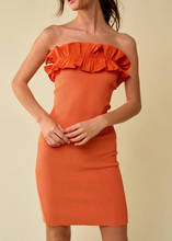 Load image into Gallery viewer, Ruffle Trim Ribbed Tube Dress
