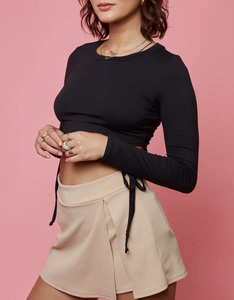 Long Sleeve Side Cut Out Crop Top