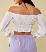 Load image into Gallery viewer, Off Shoulder Lace Up Front Crop Top