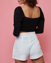 Load image into Gallery viewer, Long Sleeve Front Tie Crop Top