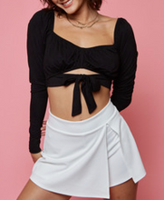 Load image into Gallery viewer, Long Sleeve Front Tie Crop Top