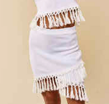 Load image into Gallery viewer, High Waisted Knit Tassel Skirt