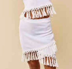 High Waisted Knit Tassel Skirt