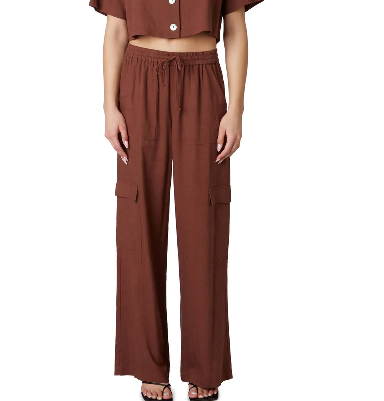 High Waisted Linen Cargo Pants