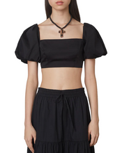 Load image into Gallery viewer, Puff Sleeve Fitted Cropped Top
