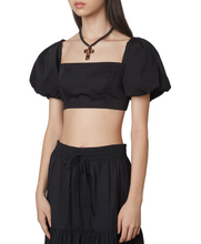 Load image into Gallery viewer, Puff Sleeve Fitted Cropped Top