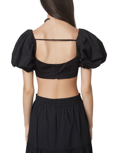 Puff Sleeve Fitted Cropped Top