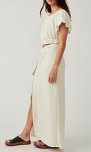 Load image into Gallery viewer, Scoop Neck Flutter Sleeve High Rise Midi Skirt Set
