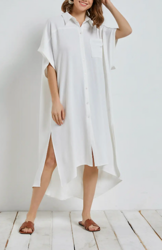 Short Sleeve High Low Shirt Dress