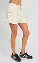 Load image into Gallery viewer, High Waisted Cargo Terry Shorts