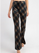 Load image into Gallery viewer, Plaid Print Check High Waist Velvet Flare Pants