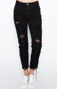 High Waist Distressed Vintage Mom Style Relaxed Fit Denim Jeans