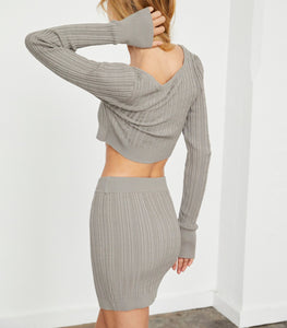 Cable Knit Long Sleeve Crop Sweater