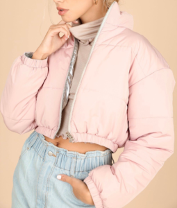 Metallic Reversible Quilted Cropped Jacket