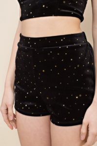 Velvet High Waist Star and Moon Shorts