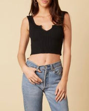 Load image into Gallery viewer, Ribbed U Neck Cut Cropped Tank Top