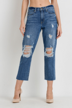 Load image into Gallery viewer, Medium Denim 5 Pocket Distressed High Waist Mom Jeans