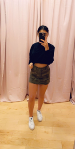Camo Print Side Slit Stretch Mini Skirt