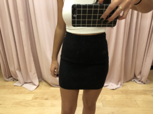 Furry Felted Waist Band Stretch Mini Skirt