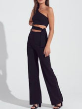 Load image into Gallery viewer, One Shoulder Side Tie Cut Out Jumpsuit