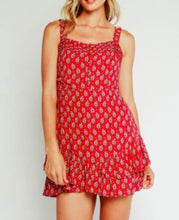 Load image into Gallery viewer, Print Ruffle Button Front Mini Dress