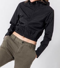 Load image into Gallery viewer, Long Sleeve Zipper Front Cropped Hooded Windbreaker Jacket