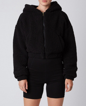 Load image into Gallery viewer, Cropped Hooded Teddy Zip Jacket