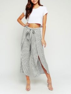Tulip Slit Cropped Tie Front Beach Pant