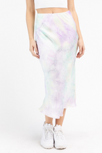 Load image into Gallery viewer, Tie Dye Satin Midi Skirt