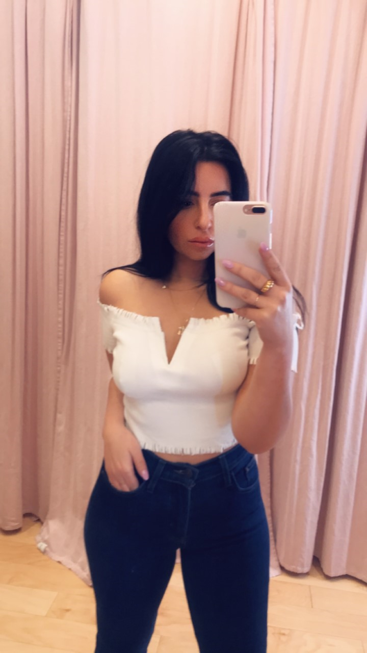 Distressed Off The Shoulder Ribbed Shirt Sleeve Crop Top