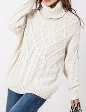 Load image into Gallery viewer, Cable Knit Turtleneck Oversize Sweater